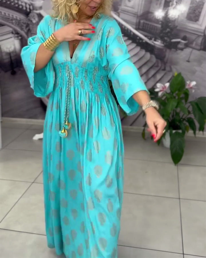 Daisy | Maxi Summer Dress with V-Neck and Smocked Waist