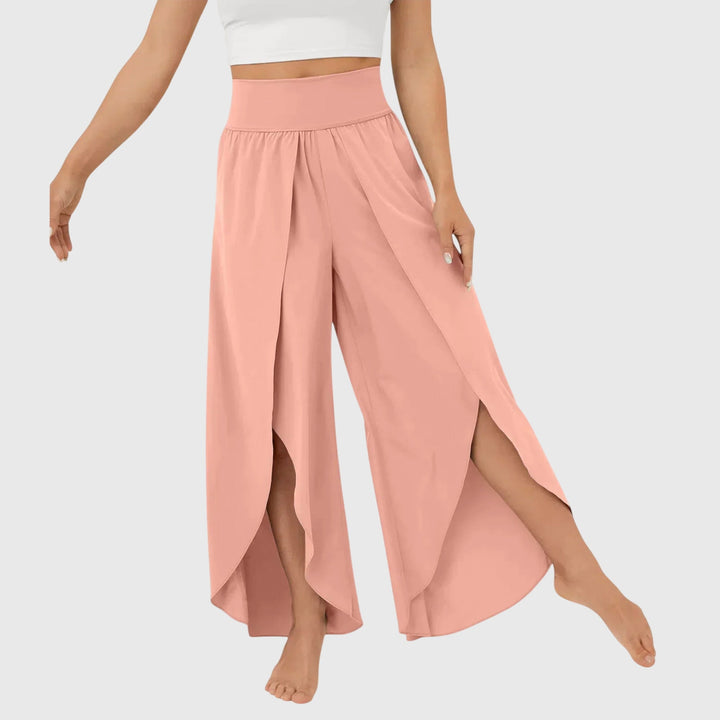 Sasha | Wide Leg Palazzo Trousers with Side Split and Elastic Waist
