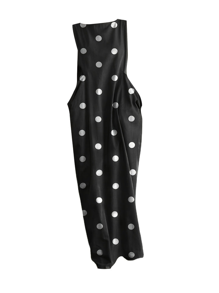Harriet | Maxi Polka Dot Dress with Sleeveless Cut and Front Pockets