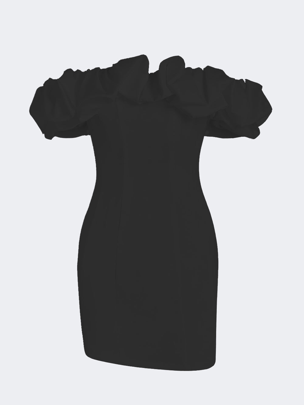 Una | Mini Wedding Guest Dress with Off Shoulder and Ruffle Bodice
