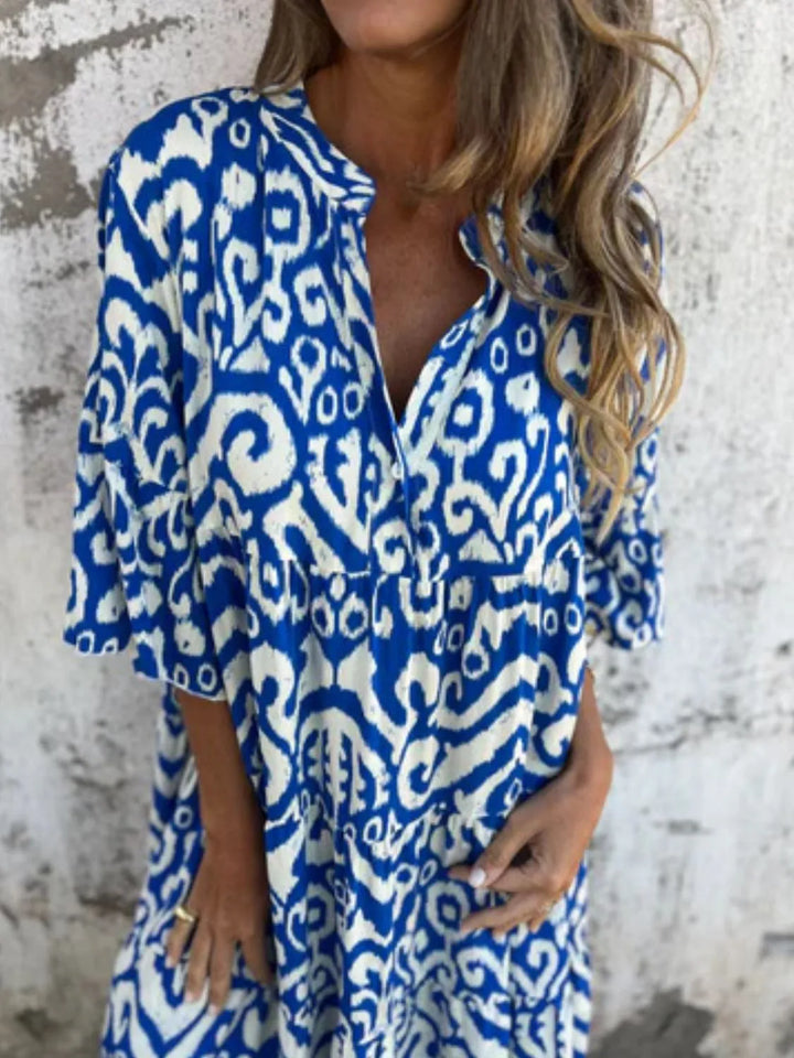 Bella | Mini Summer Dress with Boho Print and V-Neck