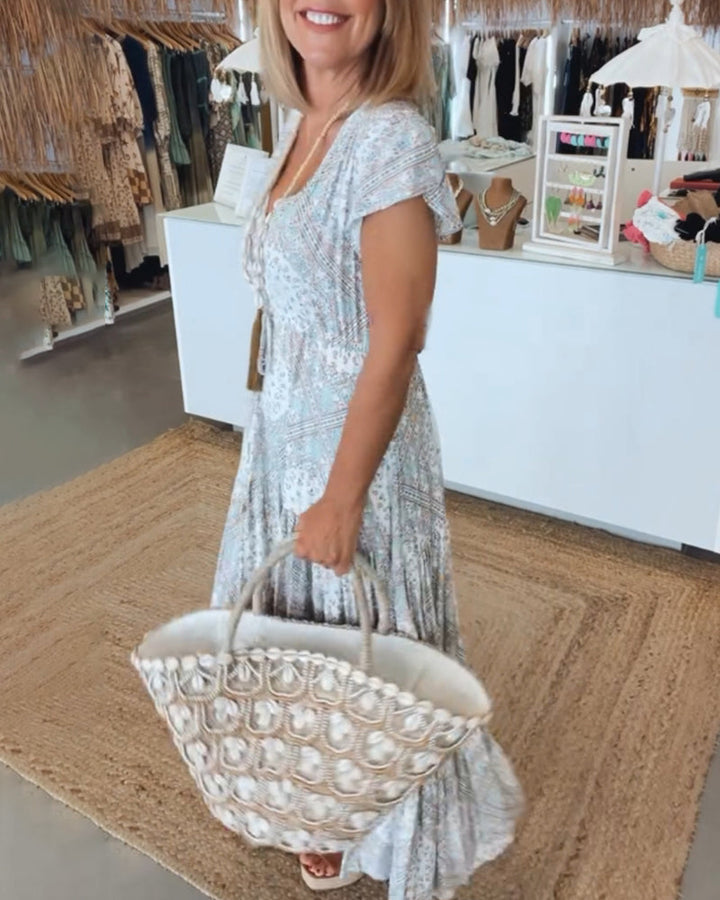 Melissa | Maxi Holiday Dress with Boho Print and V-Neck