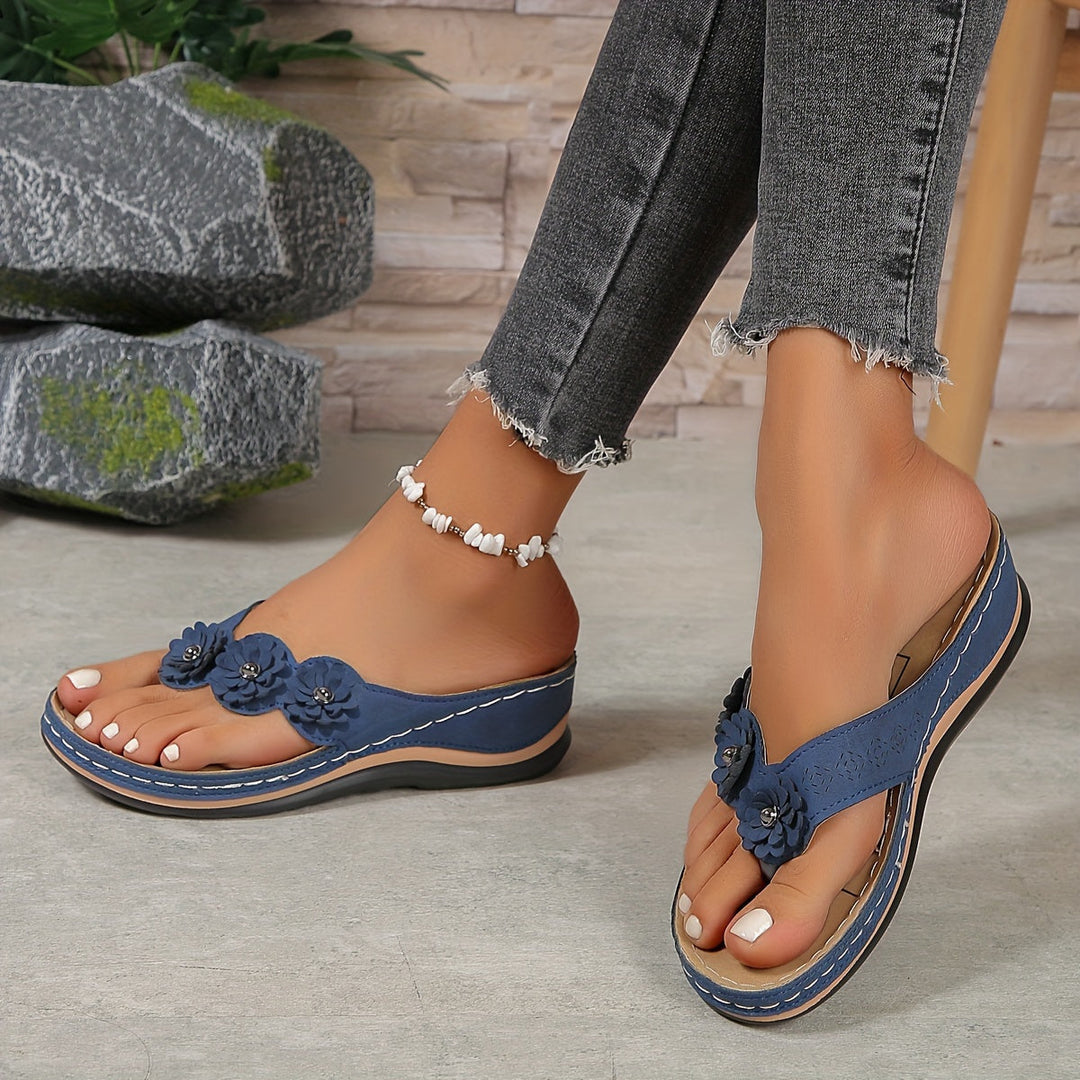 Pippa | Orthopedic Flip Flops with Floral Detail