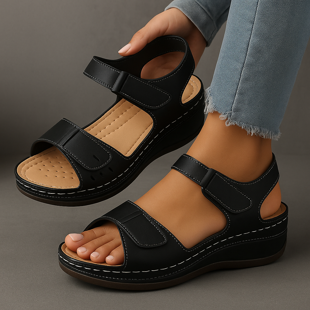 Nina | Orthopedic Wedge Sandal with Velcro Straps