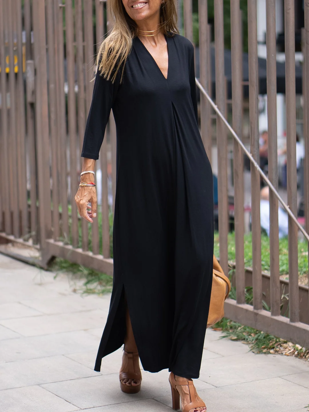 Zoe | Maxi Summer Dress with V-Neck and Long Sleeves