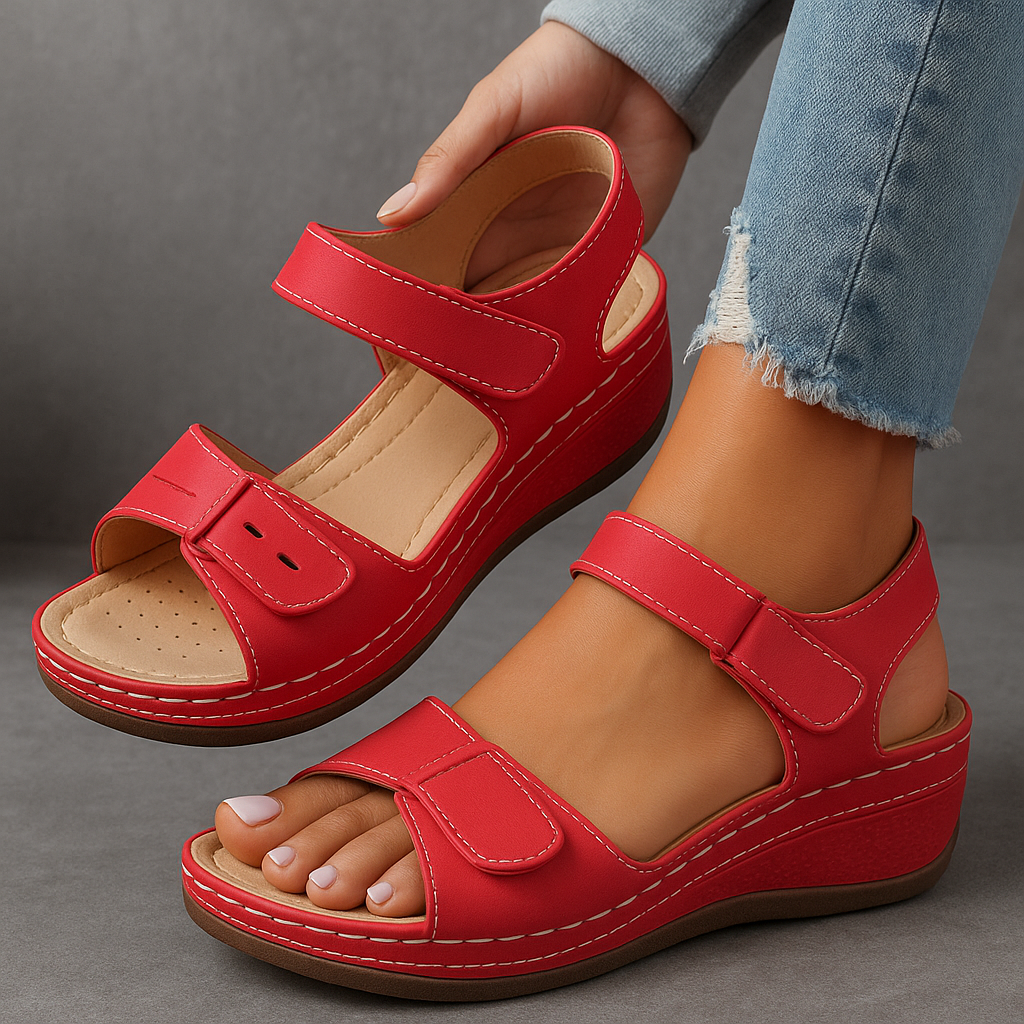 Nina | Orthopedic Wedge Sandal with Velcro Straps