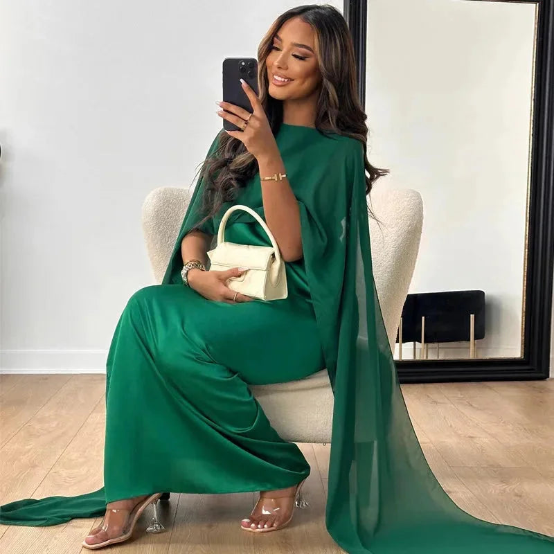 Brooklyn | Maxi Wedding Guest Dress with Cape Detail