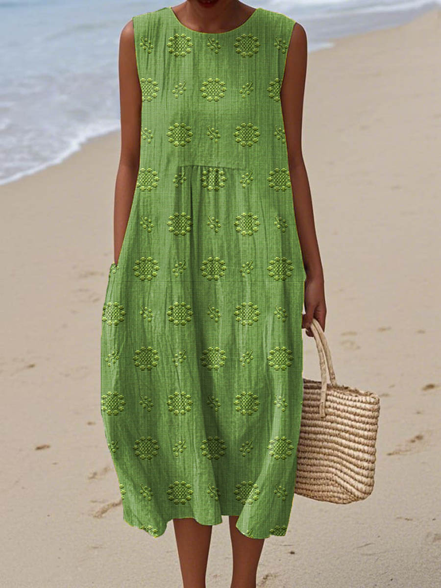 Olivia | Midi Holiday Dress with Embroidered Detail