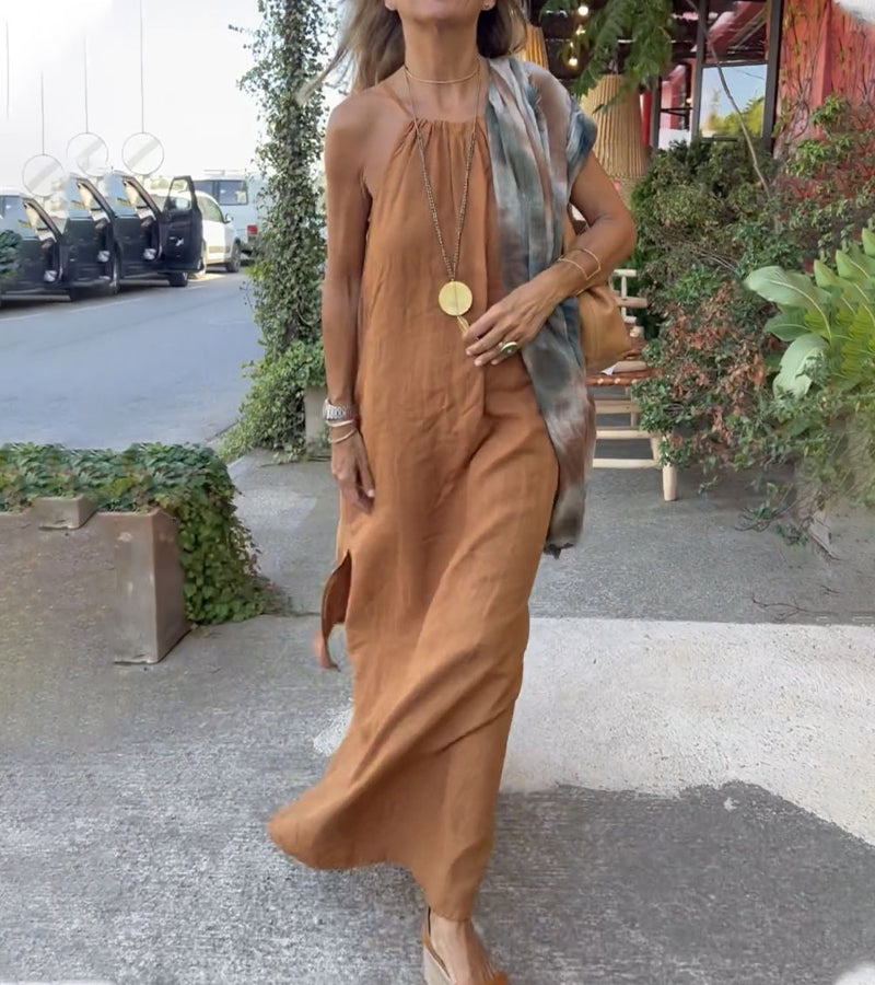 Sofia | Maxi Halter Neck Dress with Loose Fit