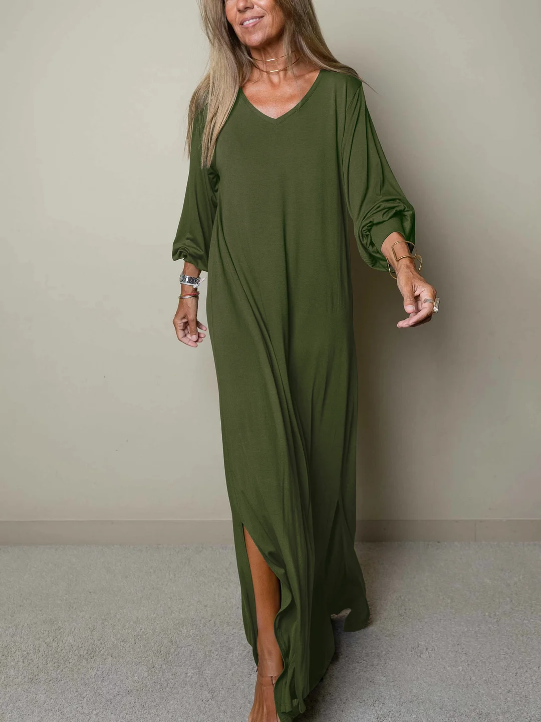 Millie | Maxi Summer Dress with V-Neck and Side Slit