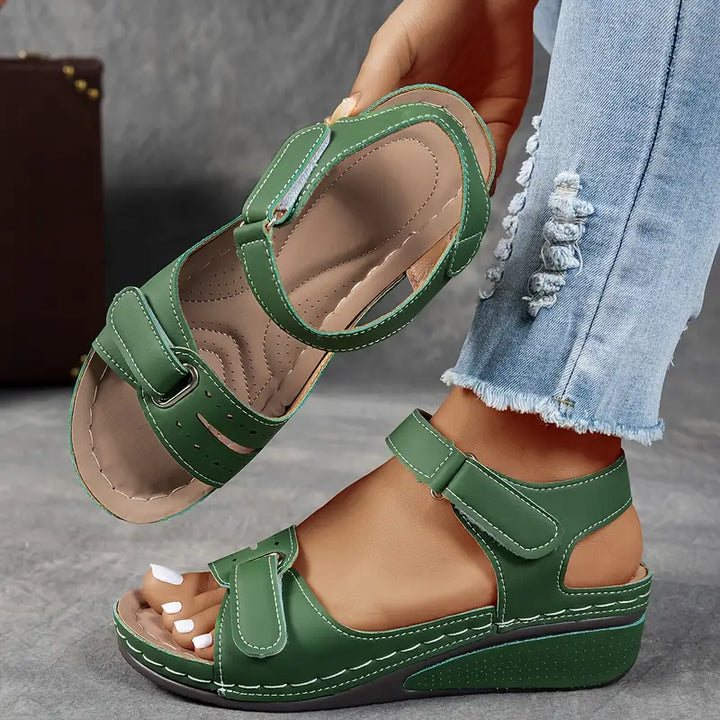 Nina | Orthopedic Wedge Sandal with Velcro Straps