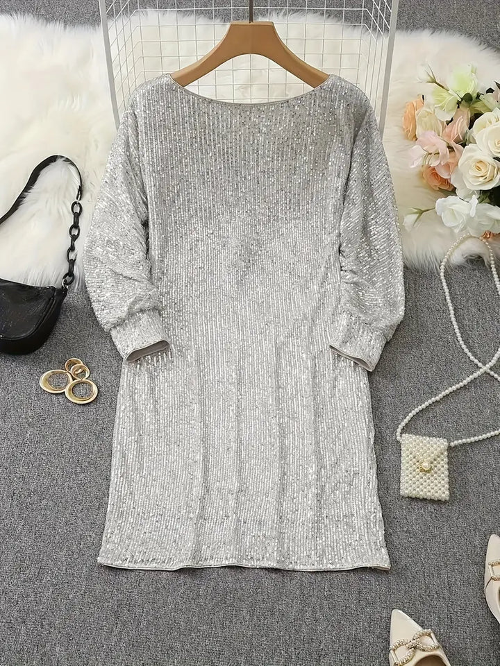 Aria | Mini Cocktail Dress with Sequins and One Shoulder