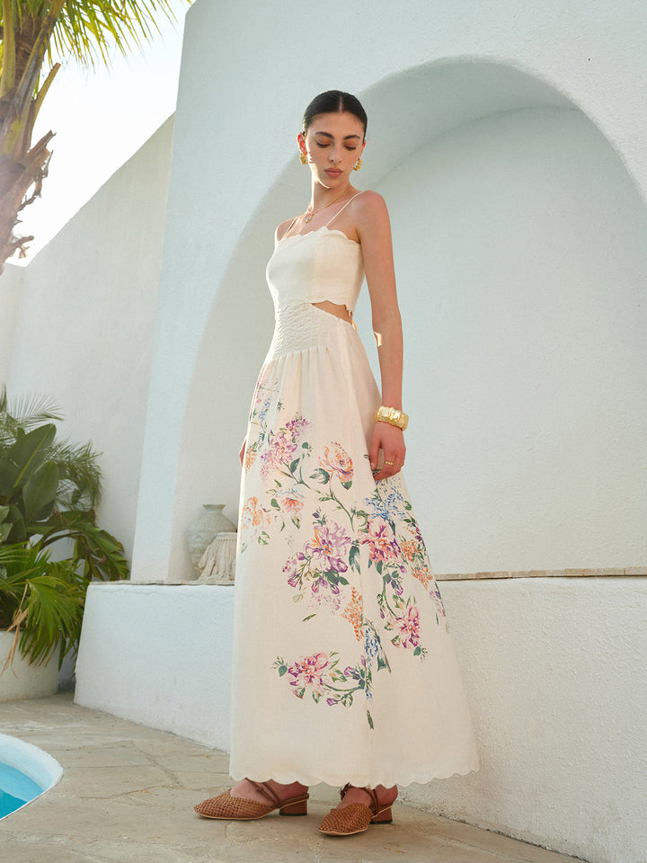Greta | Summer Maxi Dress Apricot Casual
