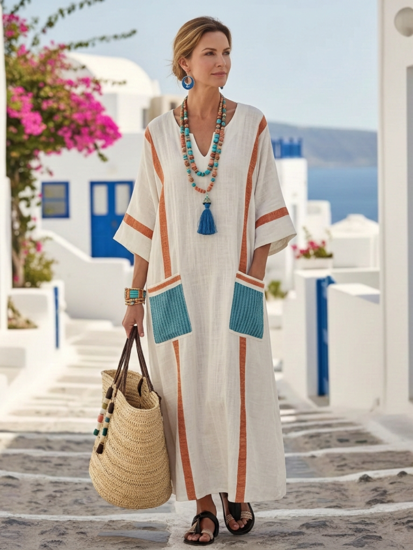 Freya | Summer Maxi Dress V-Neck Pocket