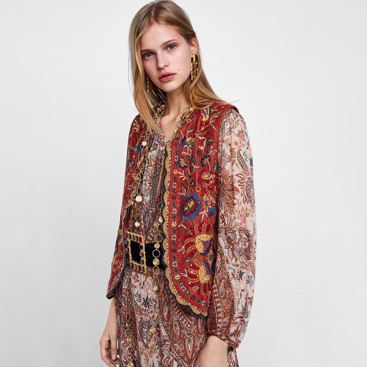 Roma | Boho Print Blouse with V Neckline and Wide Sleeves