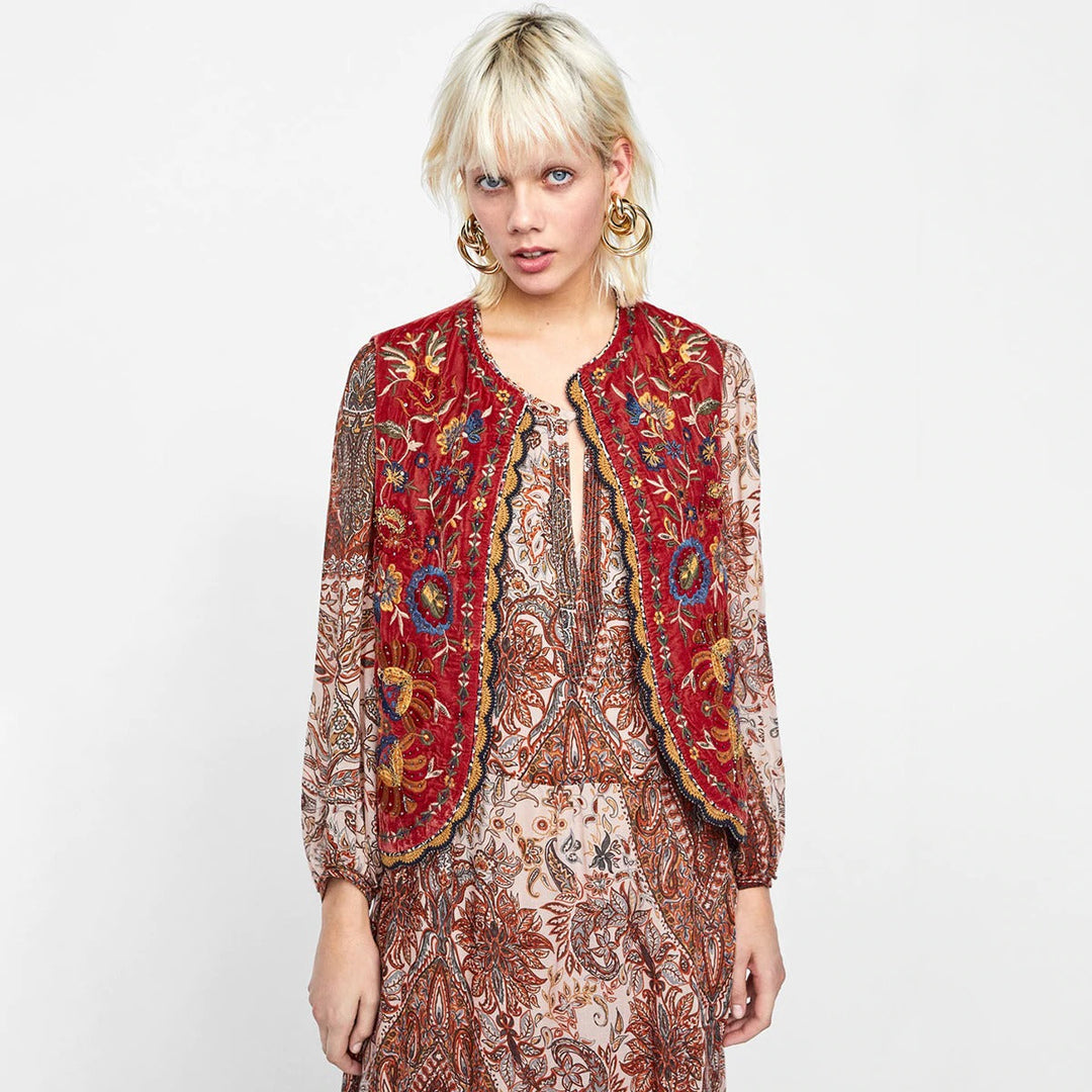 Roma | Boho Print Blouse with V Neckline and Wide Sleeves
