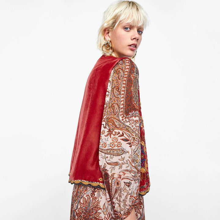 Roma | Boho Print Blouse with V Neckline and Wide Sleeves
