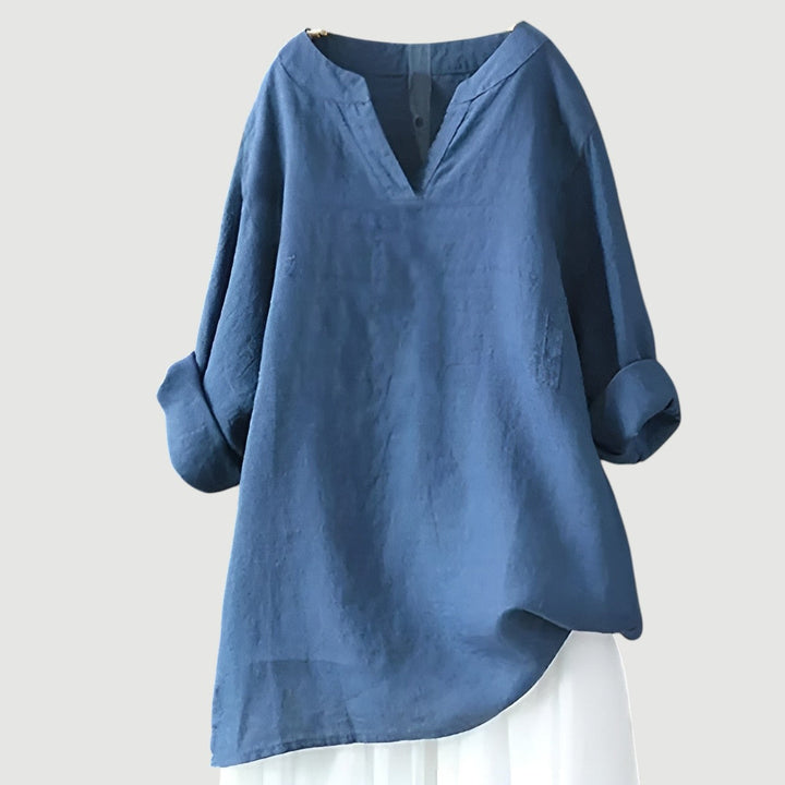 Fern | Relaxed Fit Blouse with V Neckline and Long Sleeves