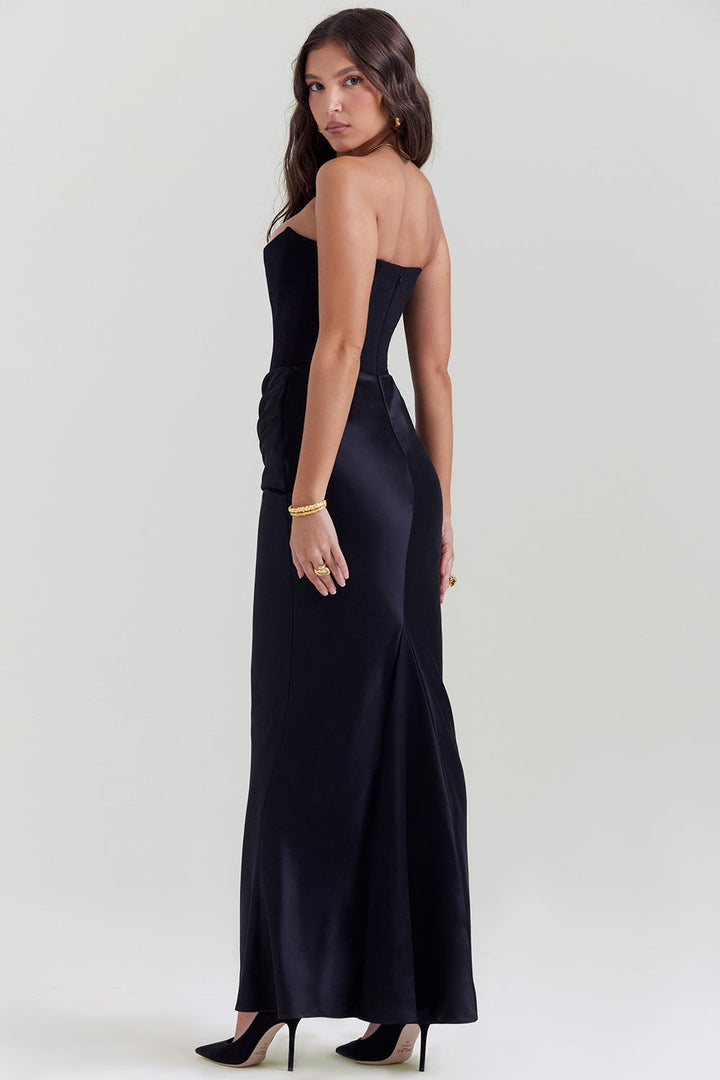 Sienna | Maxi Wedding Guest Dress with Corset Bodice and Strapless Cut