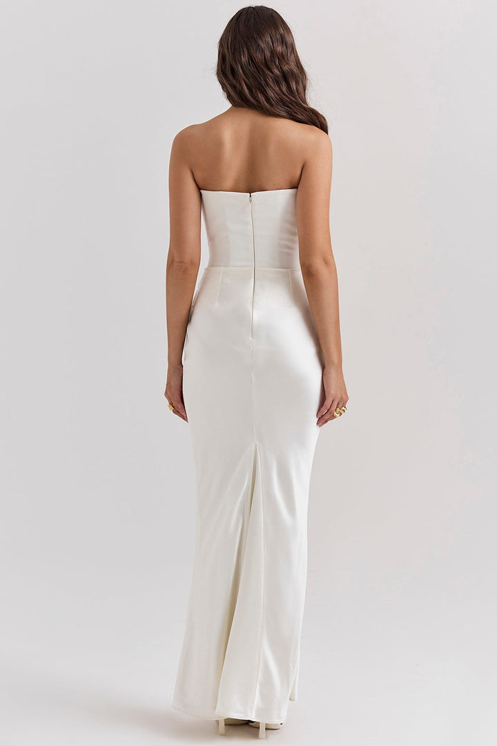 Sienna | Maxi Wedding Guest Dress with Corset Bodice and Strapless Cut