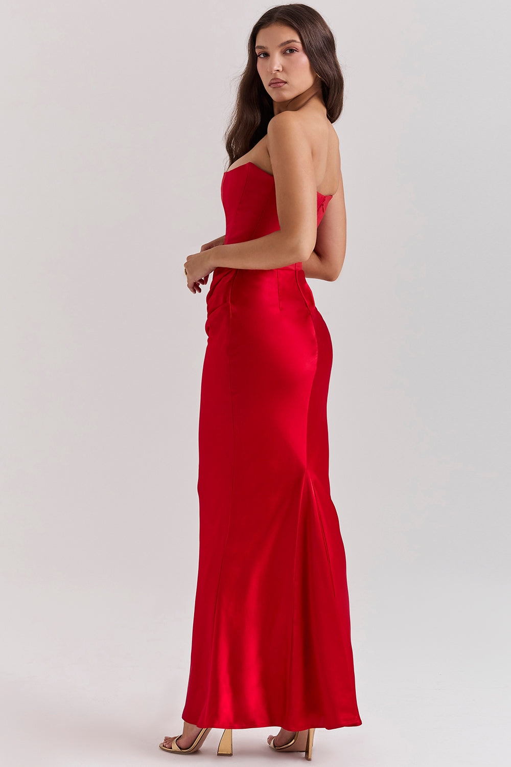 Sienna | Maxi Wedding Guest Dress with Corset Bodice and Strapless Cut
