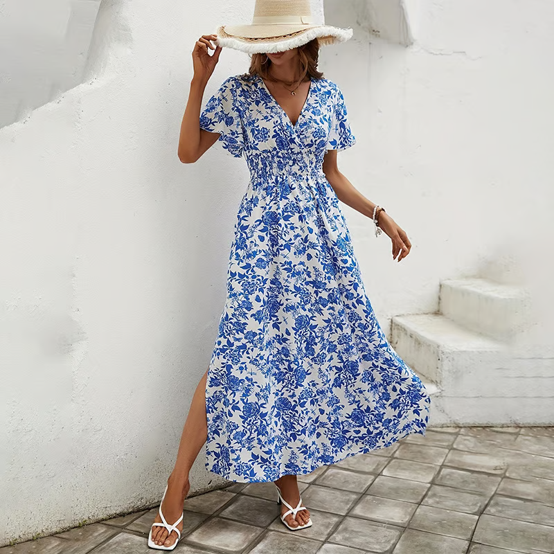 Elizabeth | Maxi Summer Dress with Boho Print and Smocked Waist