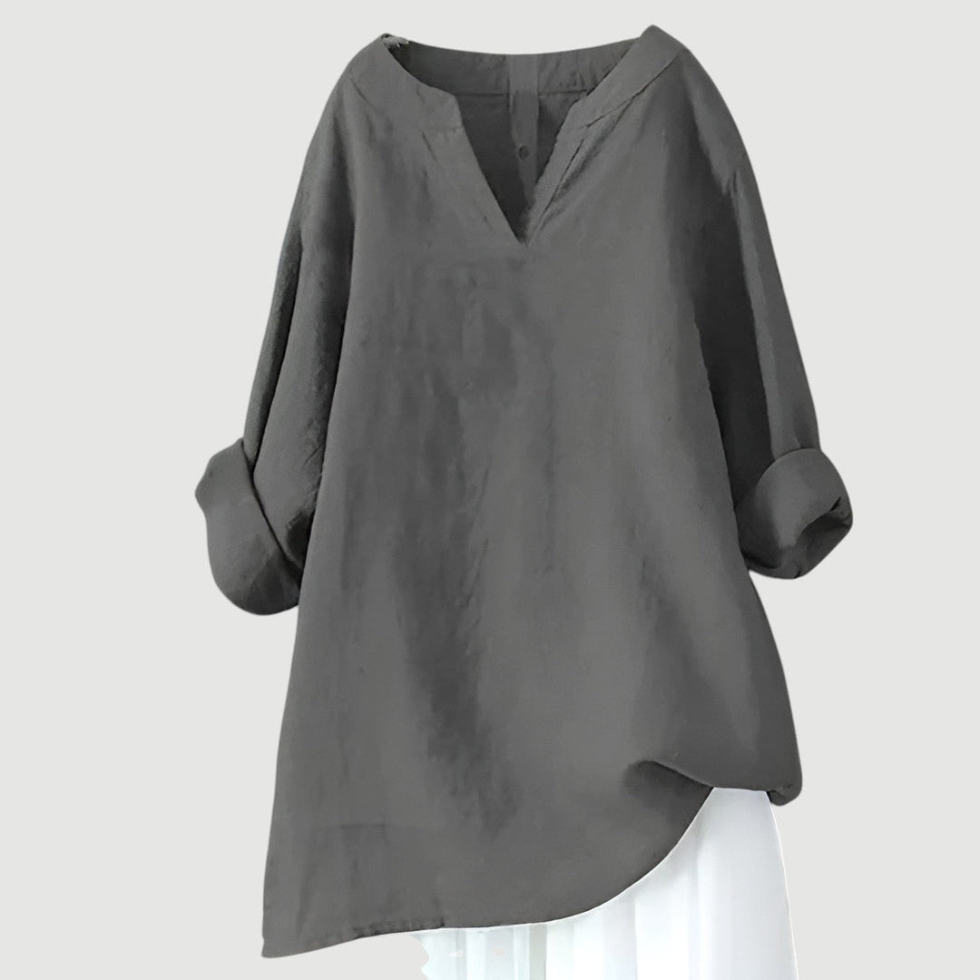 Fern | Relaxed Fit Blouse with V Neckline and Long Sleeves