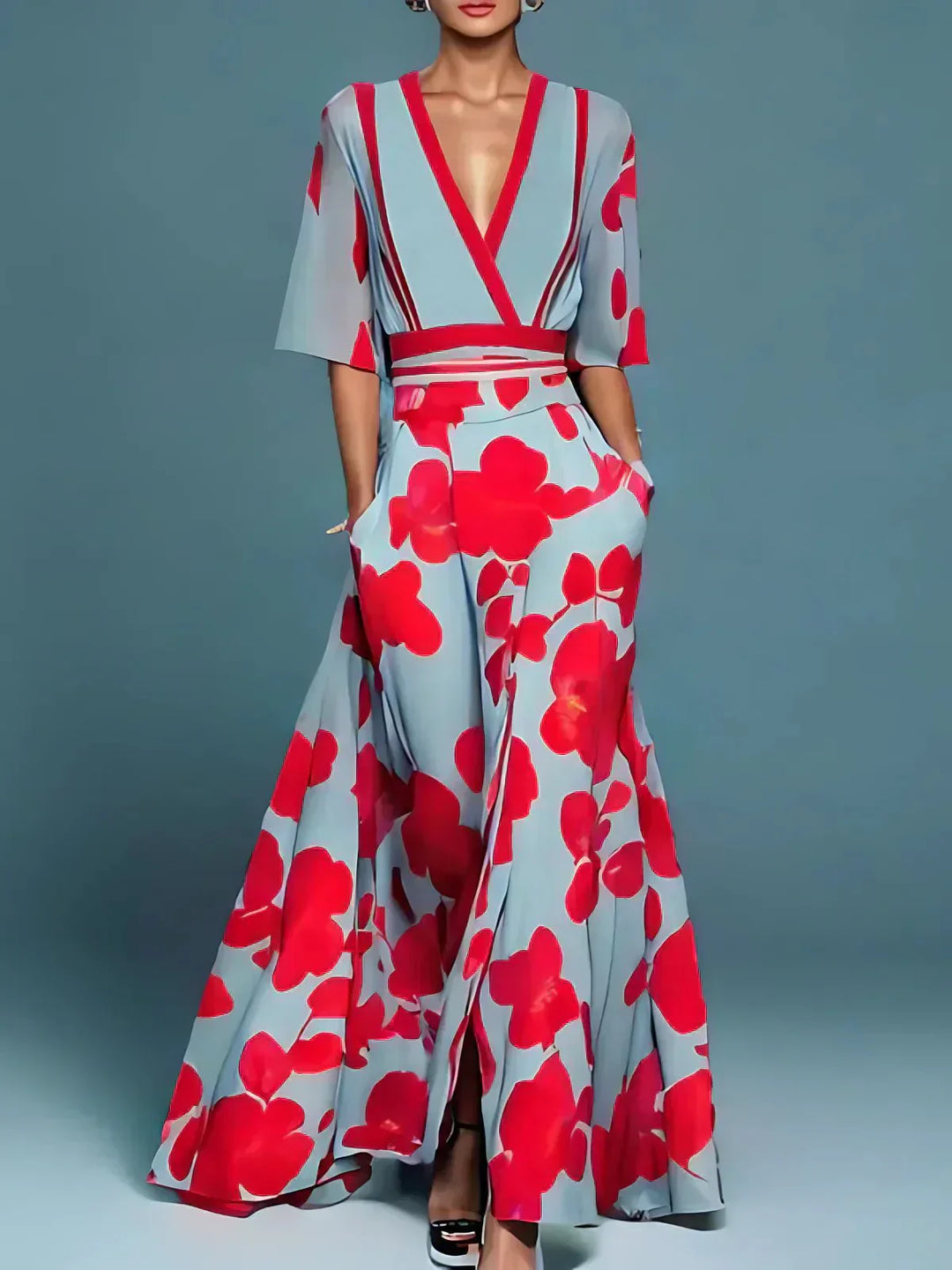 Isabella | Maxi Summer Dress with Floral Print and V-Neck