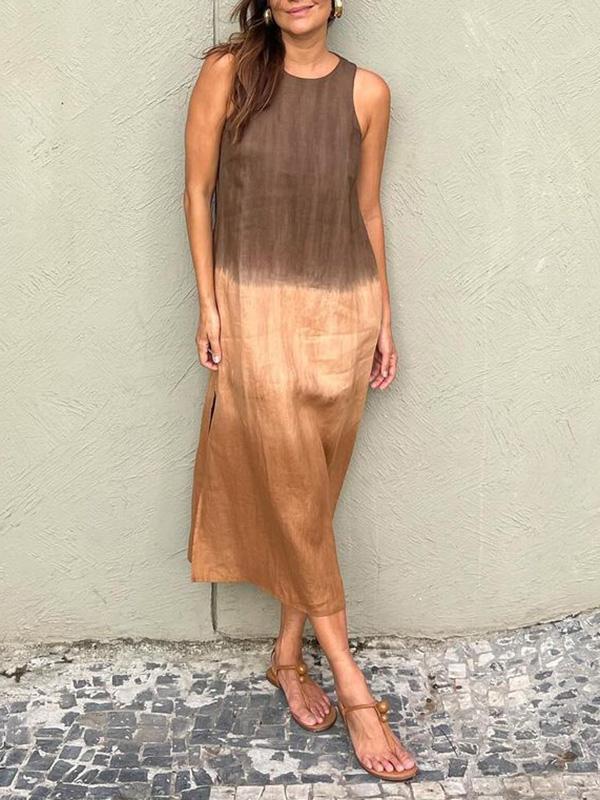 Mara | Midi Summer Dress with Round Neck and Gradient Print