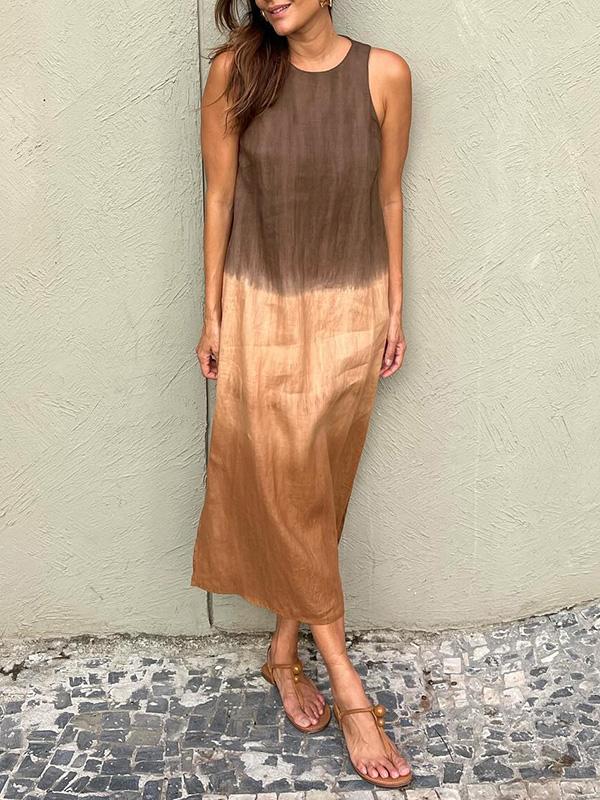 Victoria | Midi Summer Dress with Gradient Print and Sleeveless Bodice