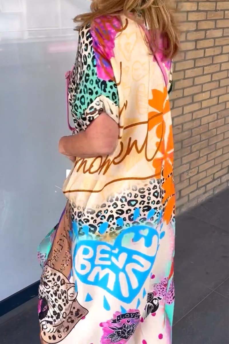 Irene | Midi Summer Dress with Leopard Print and Short Sleeves