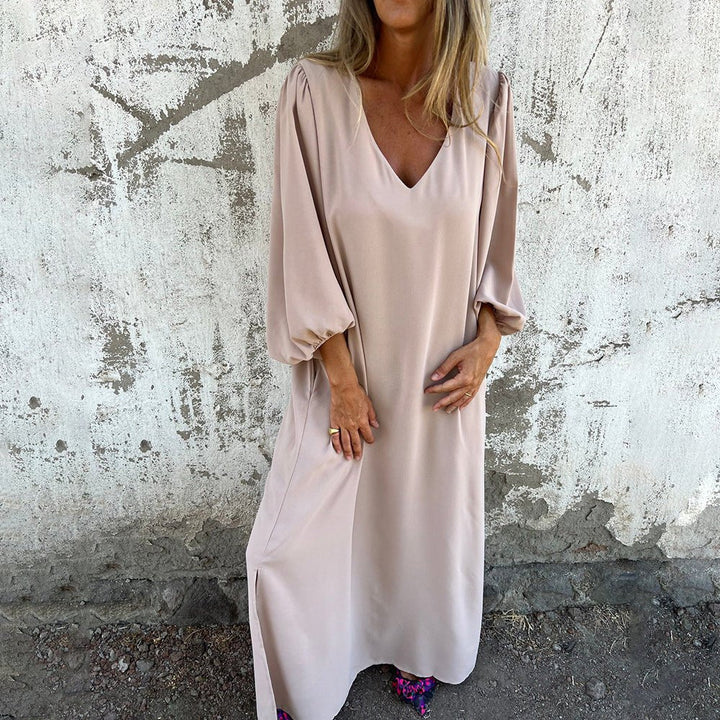 Lillian | Loose Maxi Dress Side Slit Pockets