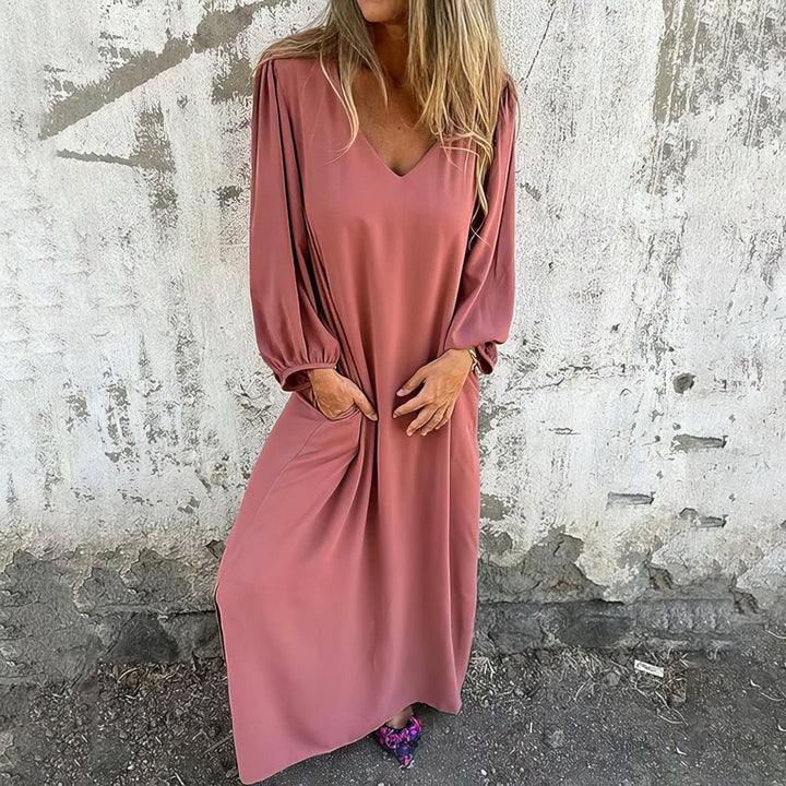 Lillian | Maxi Summer Dress with V-Neck and Long Sleeves