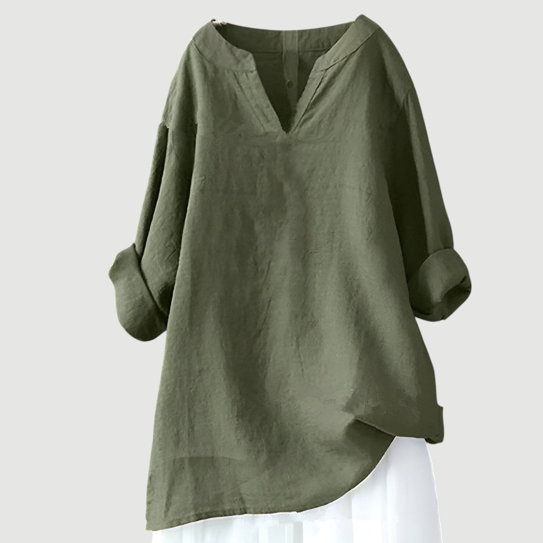 Fern | Relaxed Fit Blouse with V Neckline and Long Sleeves
