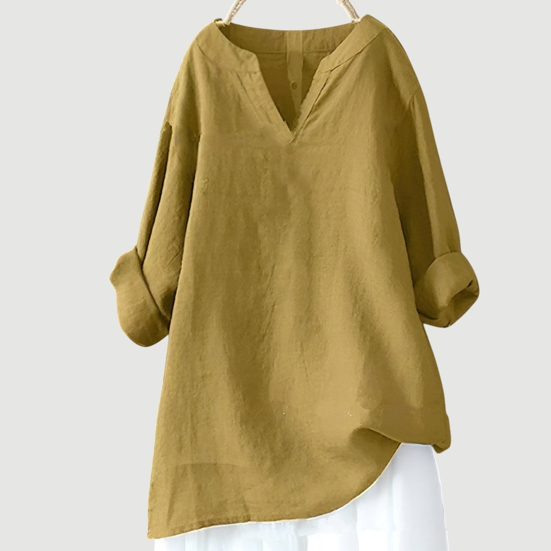 Fern | Relaxed Fit Blouse with V Neckline and Long Sleeves