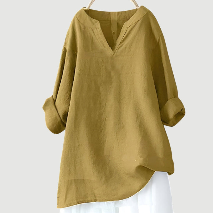 Fern | Relaxed Fit Blouse with V Neckline and Long Sleeves