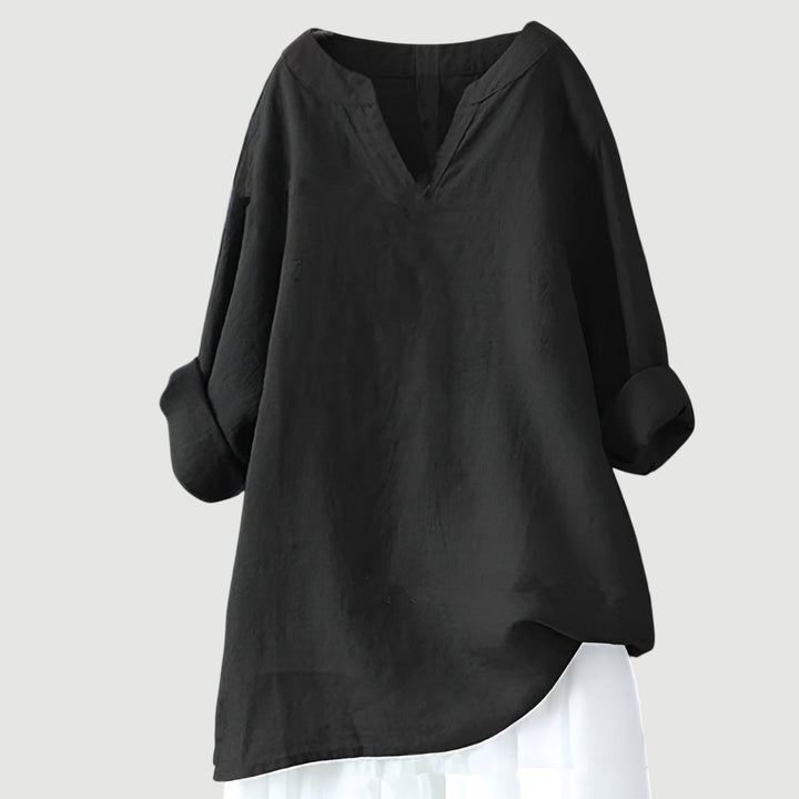 Fern | Relaxed Fit Blouse with V Neckline and Long Sleeves
