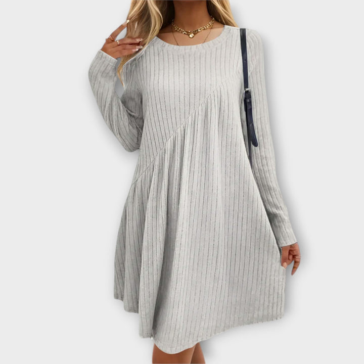 Diana | Mini Spring Dress with Round Neck and Tiered Skirt