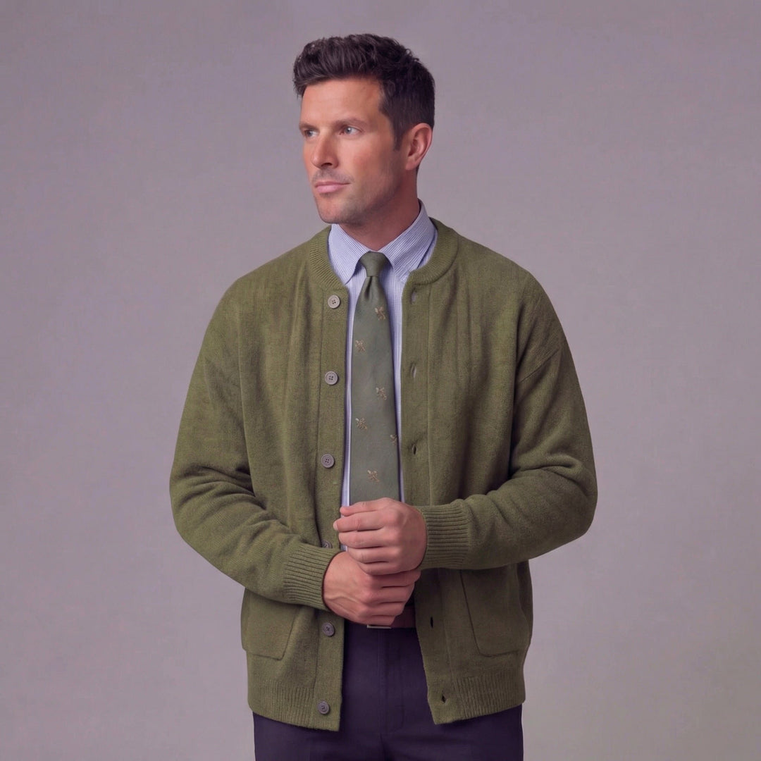 Men's Classic Buttoned Cardigan with Knit Finish Hero