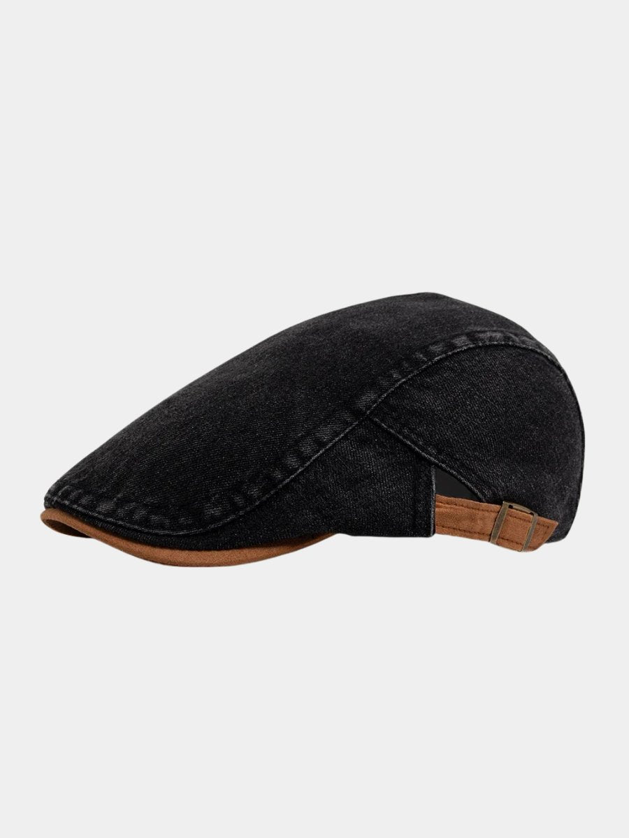 Men's Classic Denim Flat Cap with Adjustable Strap Hero