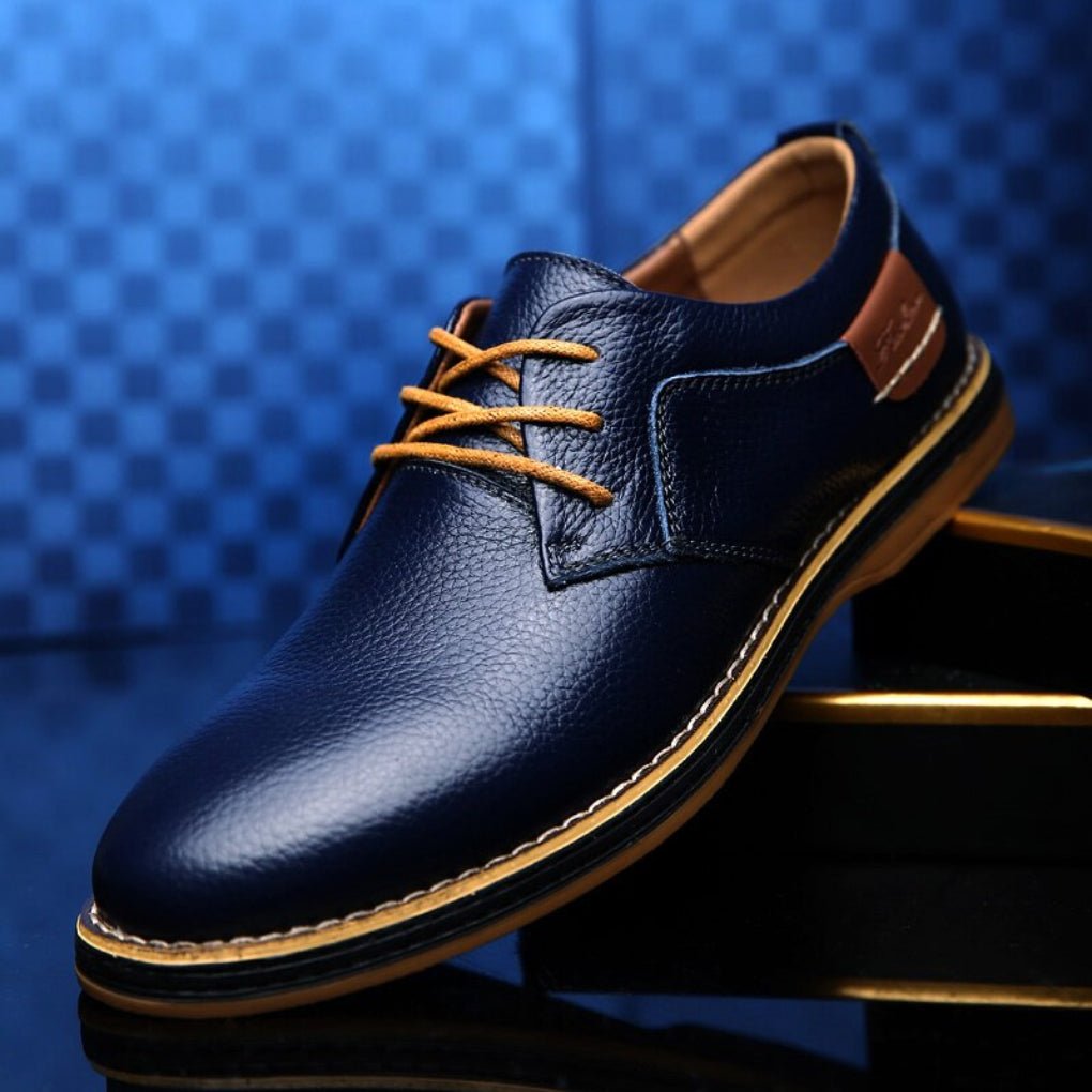 Men's Leather Oxford Shoes | Smart Formal with Contrast Welt Front