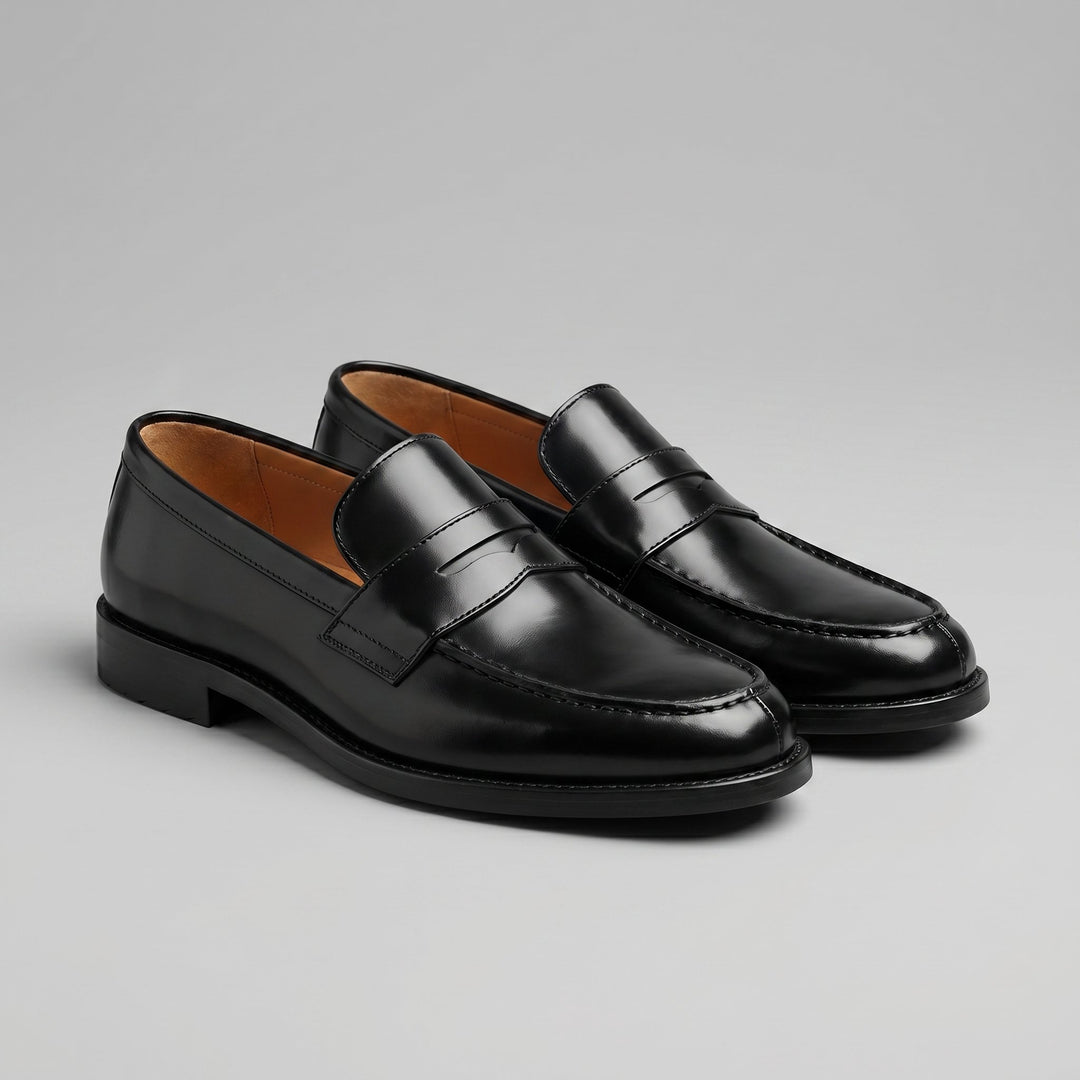 Men's Leather Penny Loafers | Slip On with Polished Finish Hero