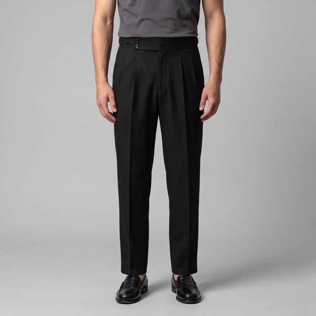 Men's Pleated Tailored Trousers with Turn-Ups Hero