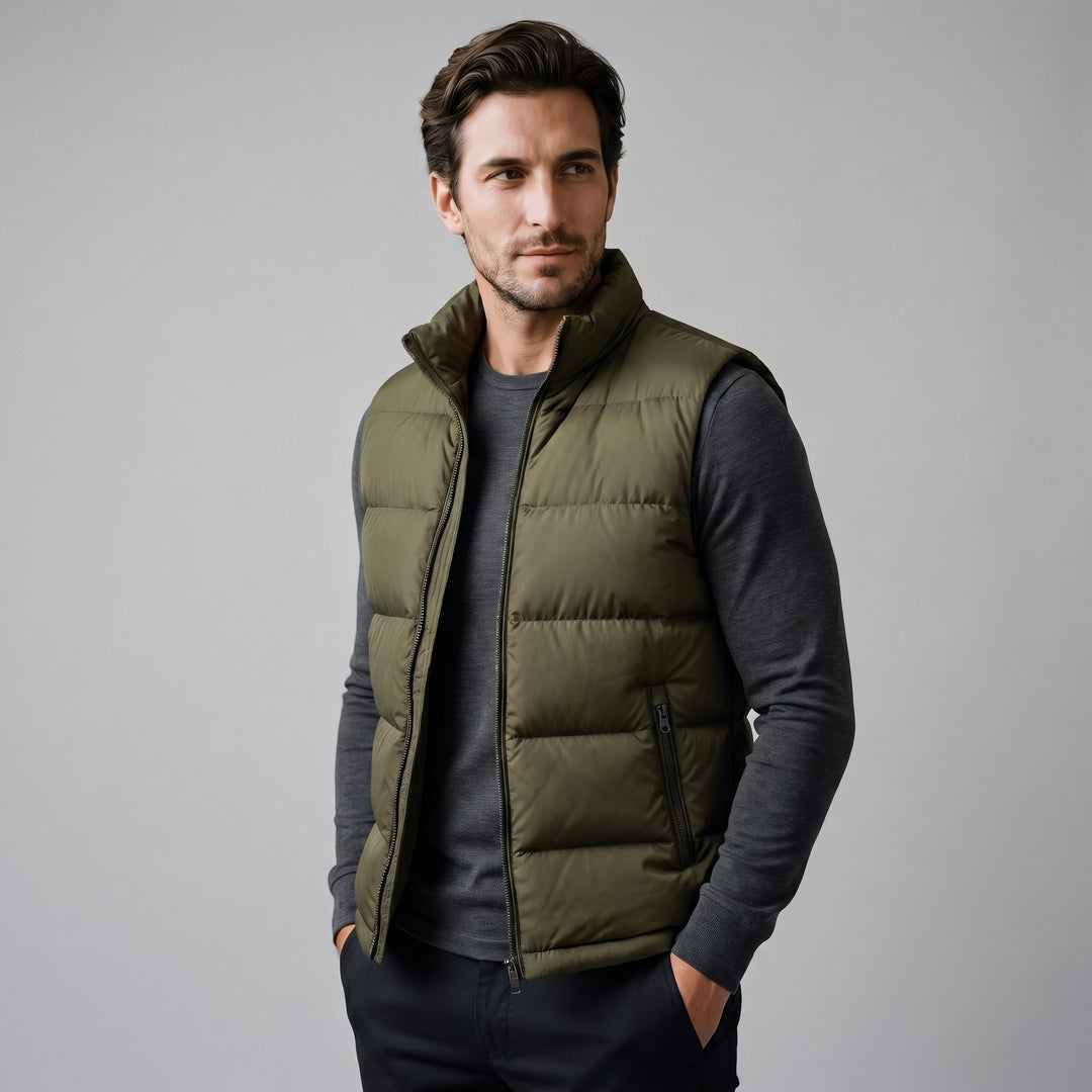 Men's Quilted Padded Gilet with Stand Collar Hero