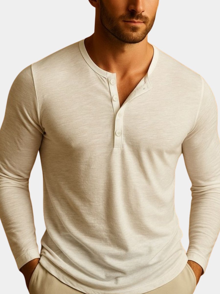 Men's Slim Fit Henley Long Sleeve Shirt Hero