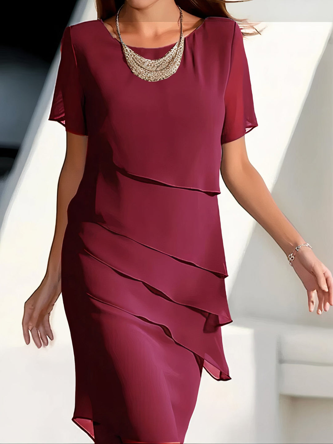 Arya | Midi Cocktail Dress with Tiered Ruffles