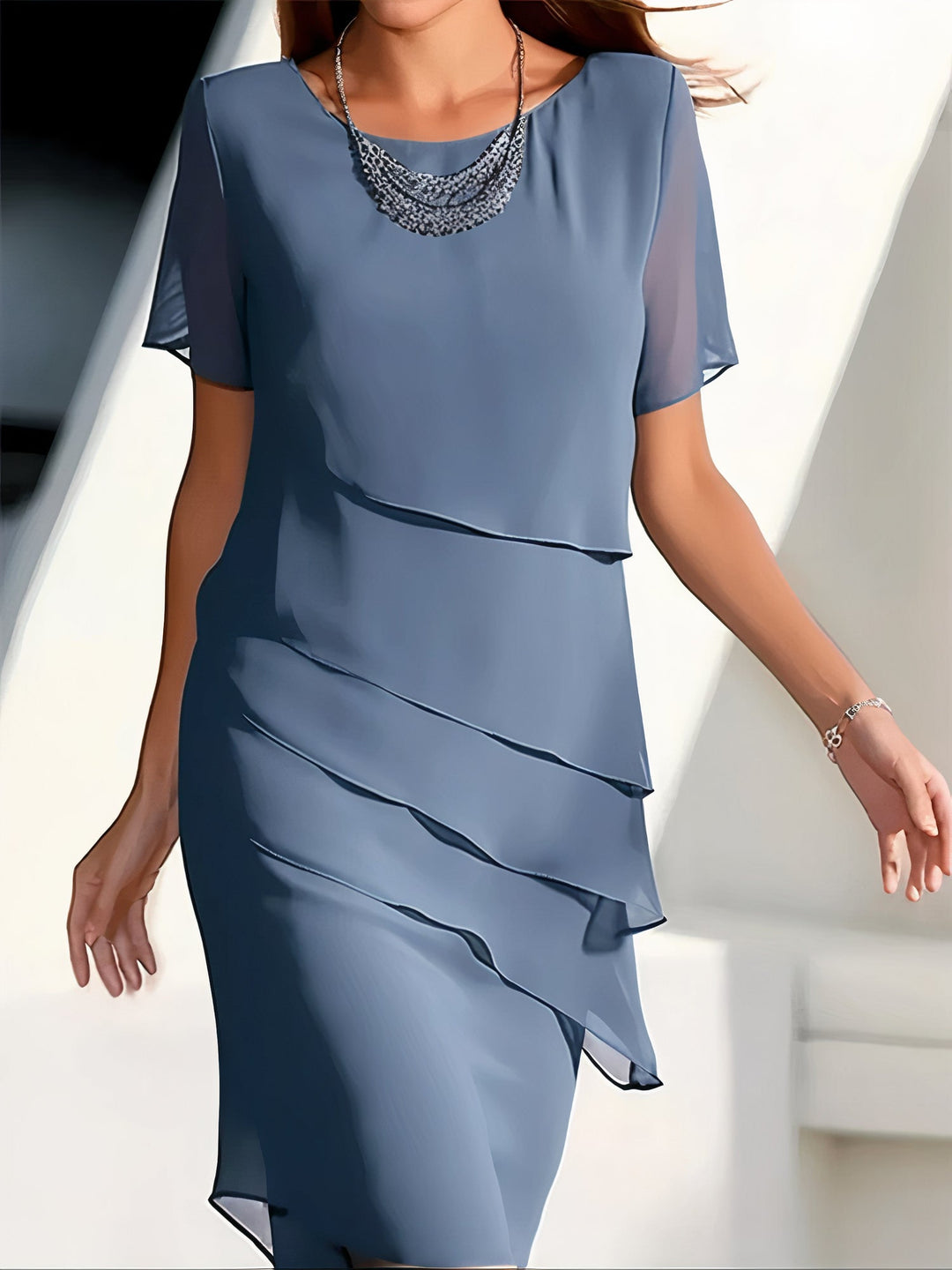 Arya | Midi Cocktail Dress with Tiered Ruffles