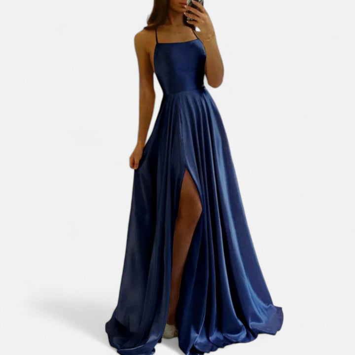 Gabrielle | Maxi Wedding Guest Dress with Thin Straps and Side Slit