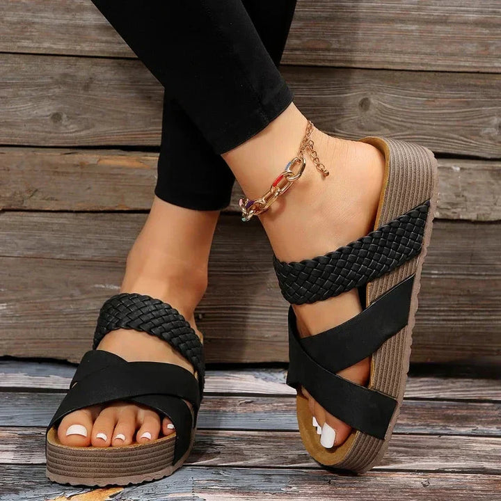 Eleanor | Orthopedic Slide Sandal with Braided Platform