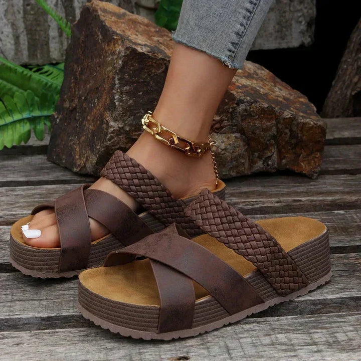 Eleanor | Orthopedic Slide Sandal with Braided Platform